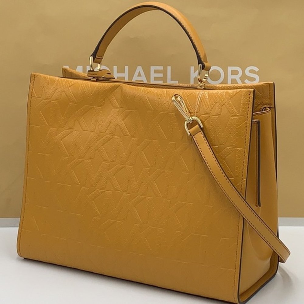 Michael Kors Penelope Large Top Handle Satchel Marigold Color - Picture 10 of 15